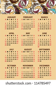 2013. Calendar with croissants.