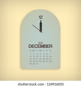 2013 Calendar December Clock Design Vector