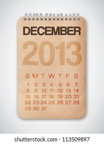 2013 Calendar December Grunge Texture