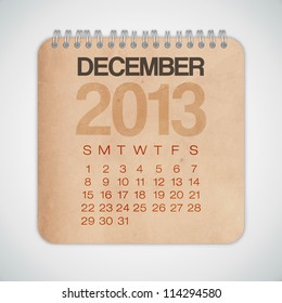 2013 Calendar December Grunge Texture Notebook