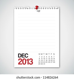 2013 Calendar December Old Torn Paper Vector