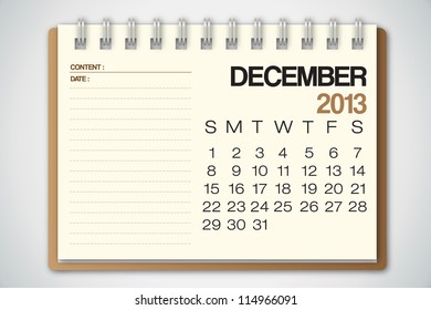 2013 Calendar December Old Torn Paper Vector