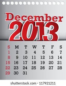 2013 Calendar December Sticker Design