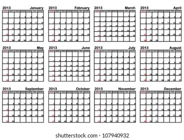 2013 Calendar (EPS 10)
