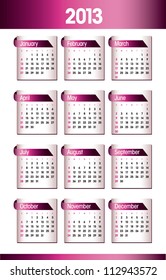 2013 Calendar. Eps10 Format.
