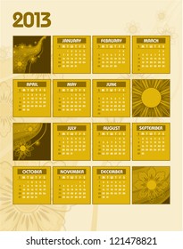 2013 Calendar. Eps10 Format.