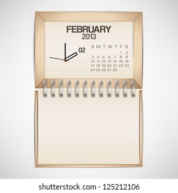 2013 Calendar February Clock Design Vector