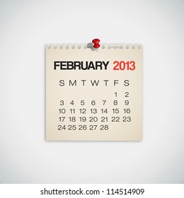 2013 Calendar February Old Torn Paper Vector