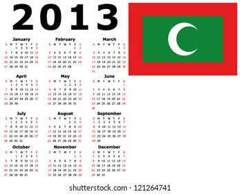 2013 Calendar Flag Maldives
