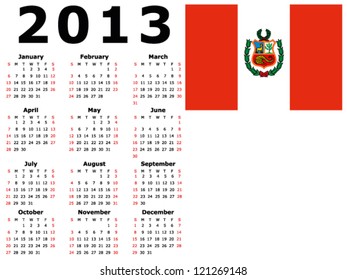 2013 Calendar Flag Peru