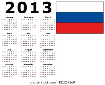 2013 Calendar Flag Russia