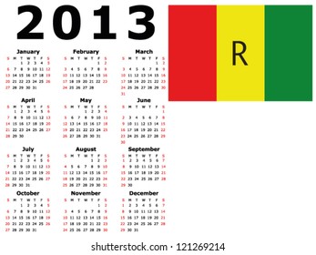 2013 Calendar Flag Rwanda