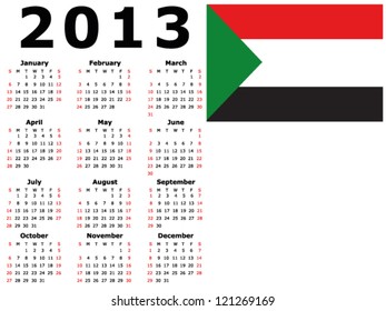 2013 Calendar Flag Sudan
