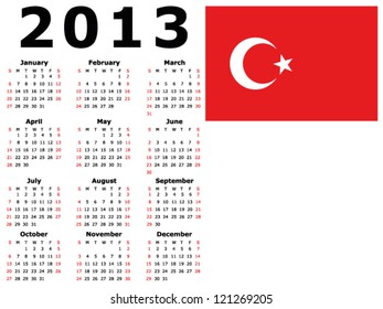 2013 Calendar Flag Turkey