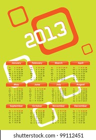 2013 Calendar. Green