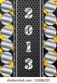 2013 calendar with industrial metallic elements on grunge background