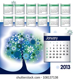 2013 Calendar. January.