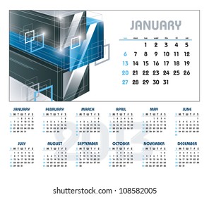 2013 Calendar. January.