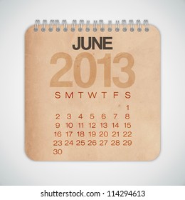 2013 Calendar June Grunge Texture Notebook