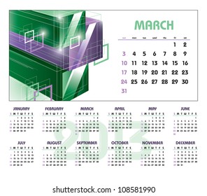 2013 Calendar. March.