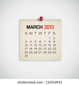 2013 Calendar March Old Torn Paper Vector