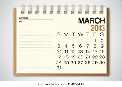 2013 Calendar March Old Torn Paper Vector