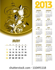 2013 Calendar. May.