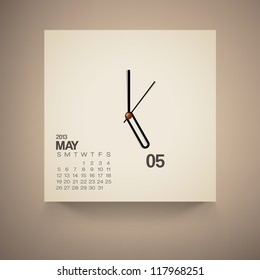 2013 Calendar May Clock Design Vector