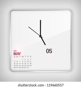 2013 Calendar May Clock Design on Glass Display Vector