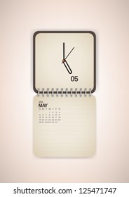 2013 Calendar May Clock Design Vector