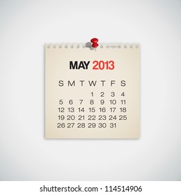 2013 Calendar May Old Torn Paper Vector