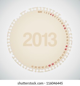 2013 Calendar May Old Torn Paper Vector