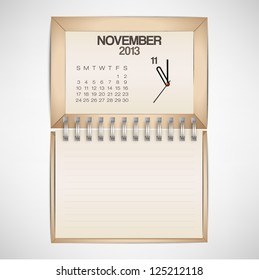 2013 Calendar November Clock Design Vector