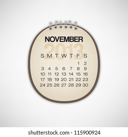 2013 Calendar November Old Torn Paper Vector
