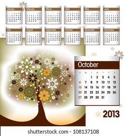 2013 Calendar. October.