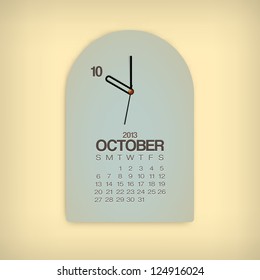 2013 Calendar October Clock Design Vector