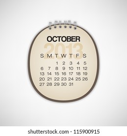 2013 Calendar October Old Torn Paper Vector