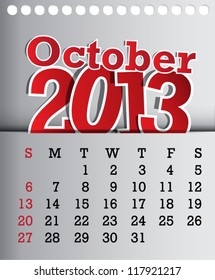 2013 Calendar October Sticker Design