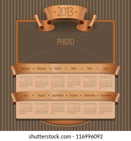 2013 Calendar in the old style and space for a picture or photo. Vector Illustration