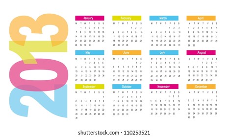 2013 calendar over white background. vector illustration