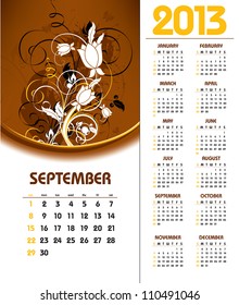 2013 Calendar. September.
