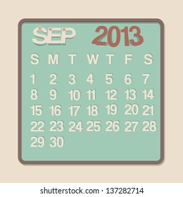 2013 Calendar September Graphic Vector