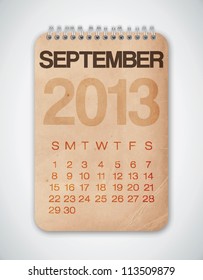 2013 Calendar September Grunge Texture
