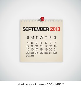 2013 Calendar September Old Torn Paper Vector