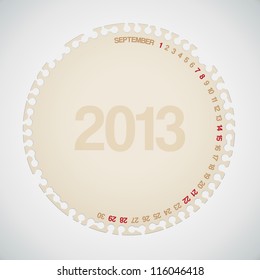 2013 Calendar September Old Torn Paper Vector