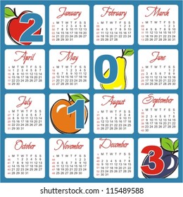 2013 Calendar set with fruits