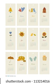 2013 Calendar set with vertical banners or cards