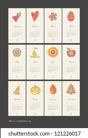 2013 Calendar set with vertical banners or cards