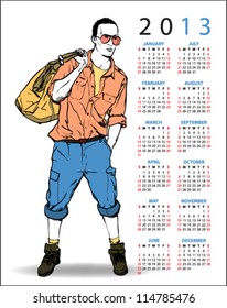 2013. Calendar with stylish dude.