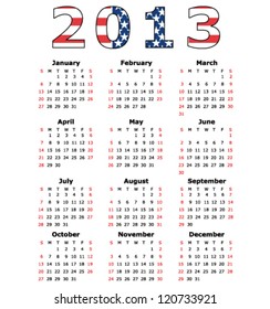 2013 calendar USA Flag